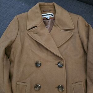 Kristen Blake Tan Double-Breasted Pea Coat
